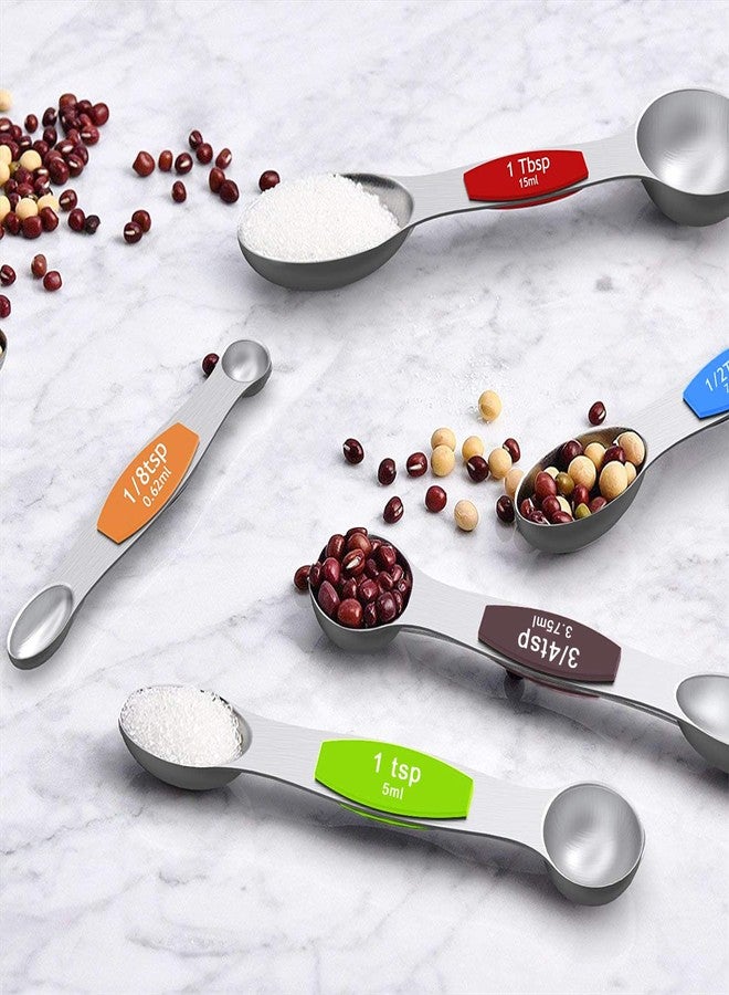 Wildone Measuring Cups and Magnetic Measuring Spoons Set, Wildone Stainless Steel 16 Piece Set, 8 Measuring Cups & 7 Double Sided Stackable Magnetic Measuring Spoons & 1 Leveler - Image 4